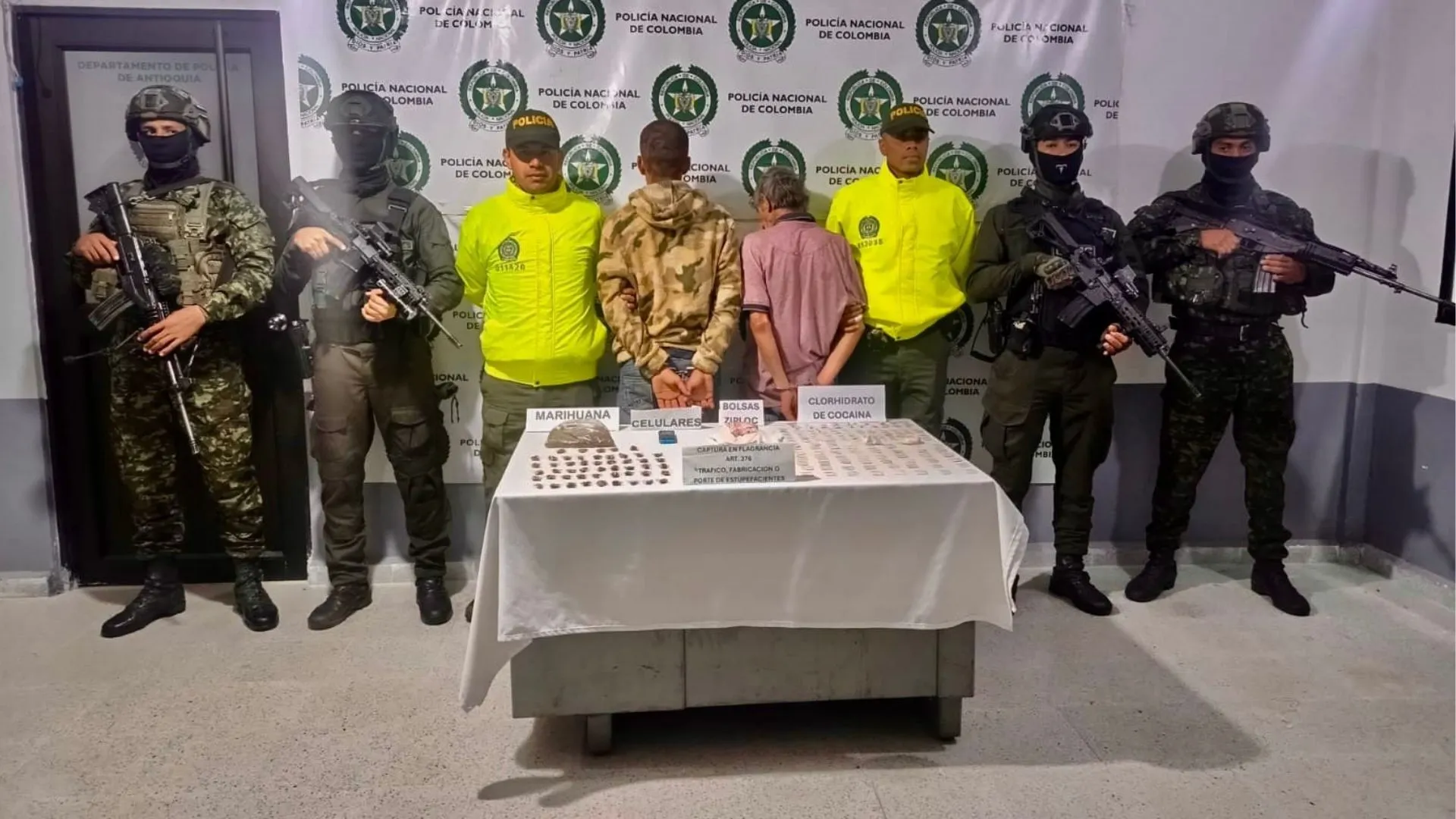 Capturan a presuntos integrantes del Clan del Golfo con cientos de dosis de droga en Concordia