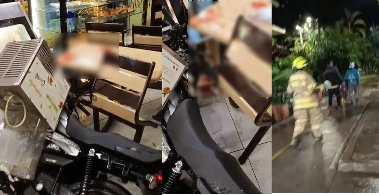 ¡Despertó a los vecinos! Se metió con la moto a una panadería en Laureles y acabó con «el entable» 1 accidente en laureles2