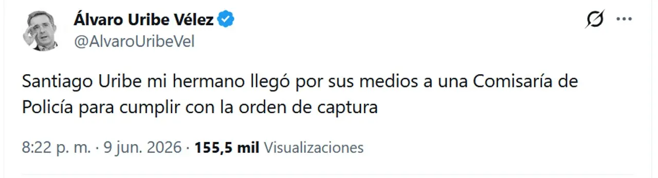 Santiago Uribe se entregó a las autoridades para c