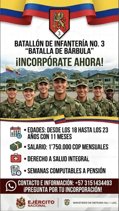 ¡Anímate! Convocatoria abierta: Presta servicio militar en el Batallón de Infantería No. 3 "Batalla de Bárbula" y sirve a la patria 3 batallon3