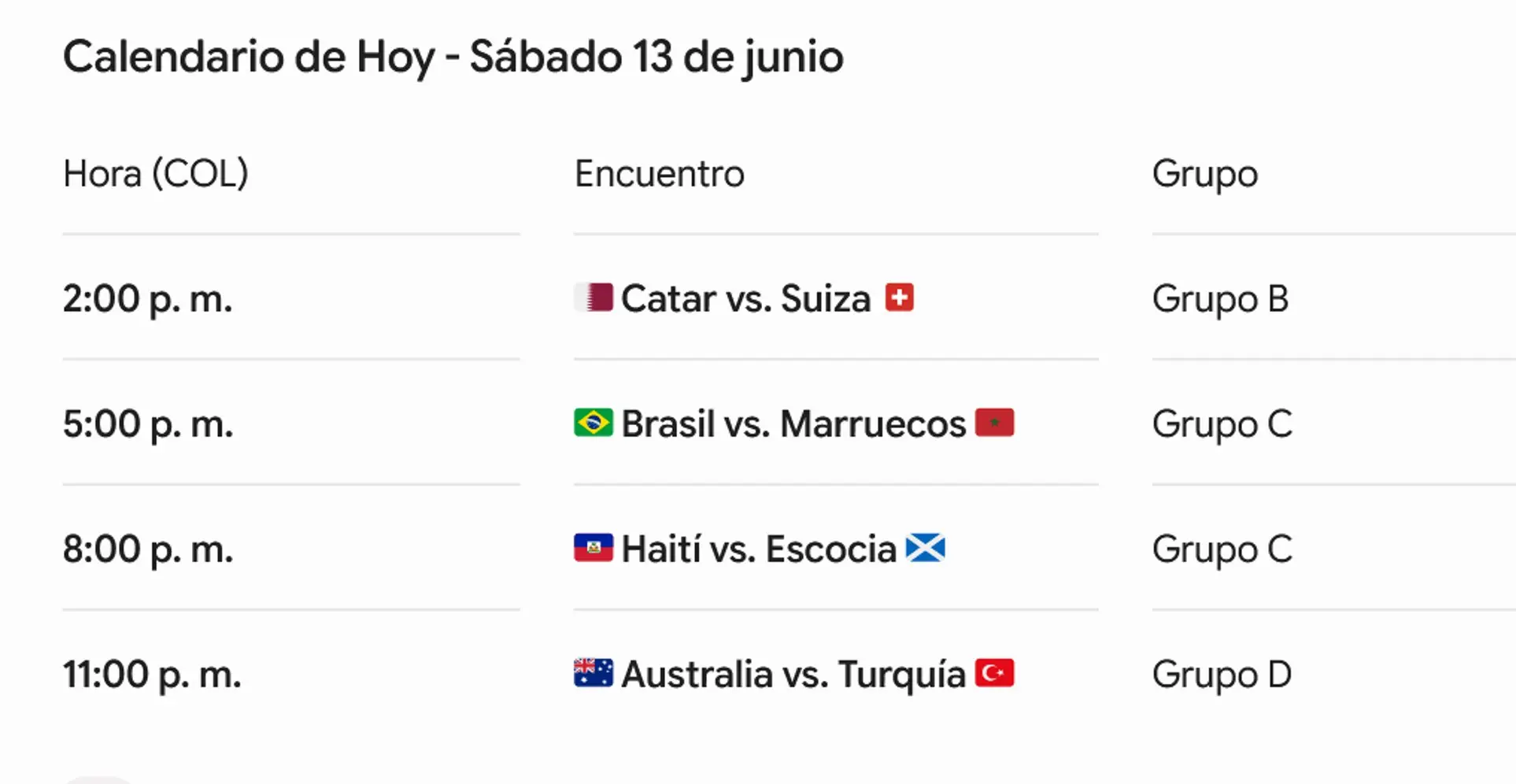 Mundial 2026: Programación de partidos para este sábado 13 de junio 2 calendario 13 de junio