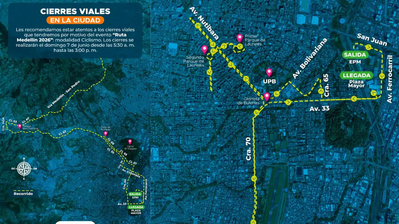Ruta Medellín 2026: anuncian cierres viales y restricciones de movilidad este fin de semana