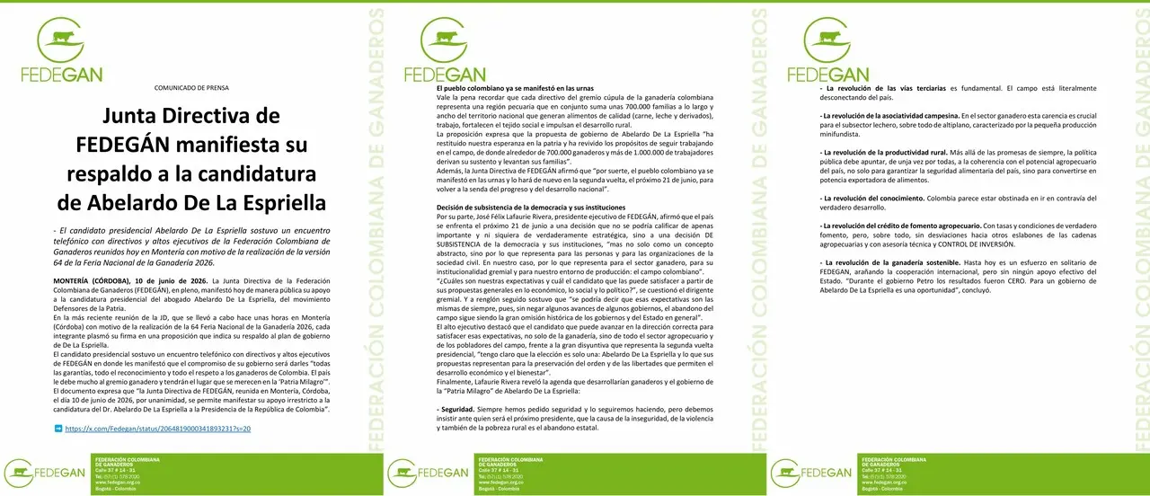 FEDEGÁN oficializa su respaldo a la candidatura pr
