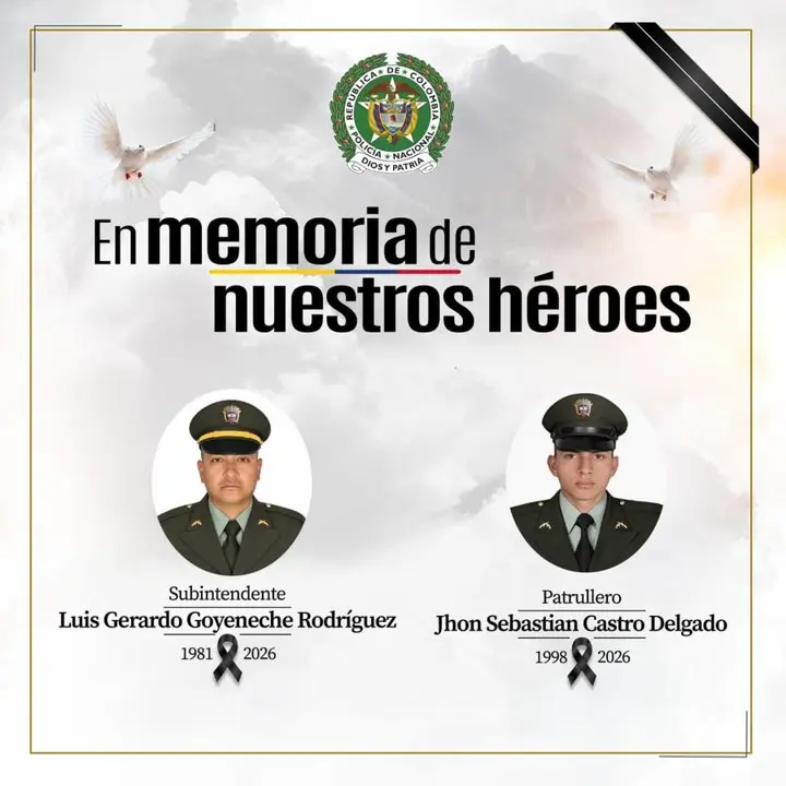 Luto en la Policía: asesinan a dos uniformados y dejan dos heridos en atroz ataque en el Valle del Cauca 2 heroes valle