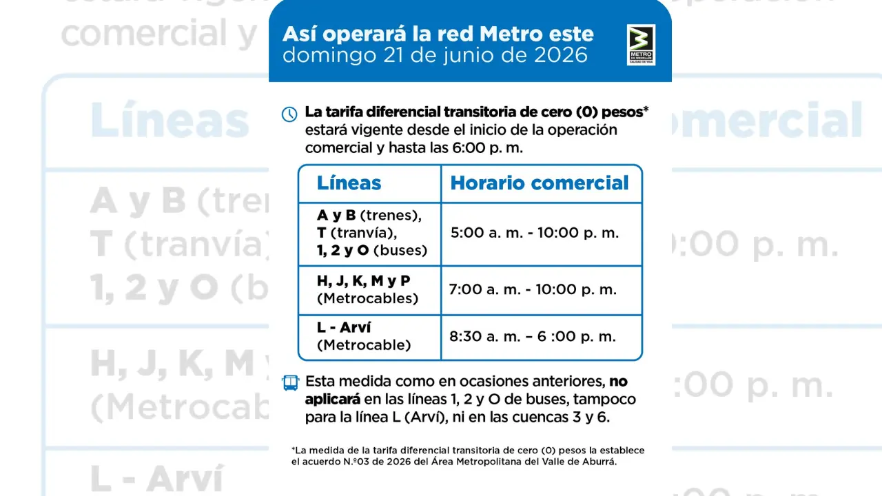 ¿Va a votar? Así funcionará el Metro este domingo en Medellín 2 ¿Va a votar? Así funcionará el Metro este domingo en Medellín