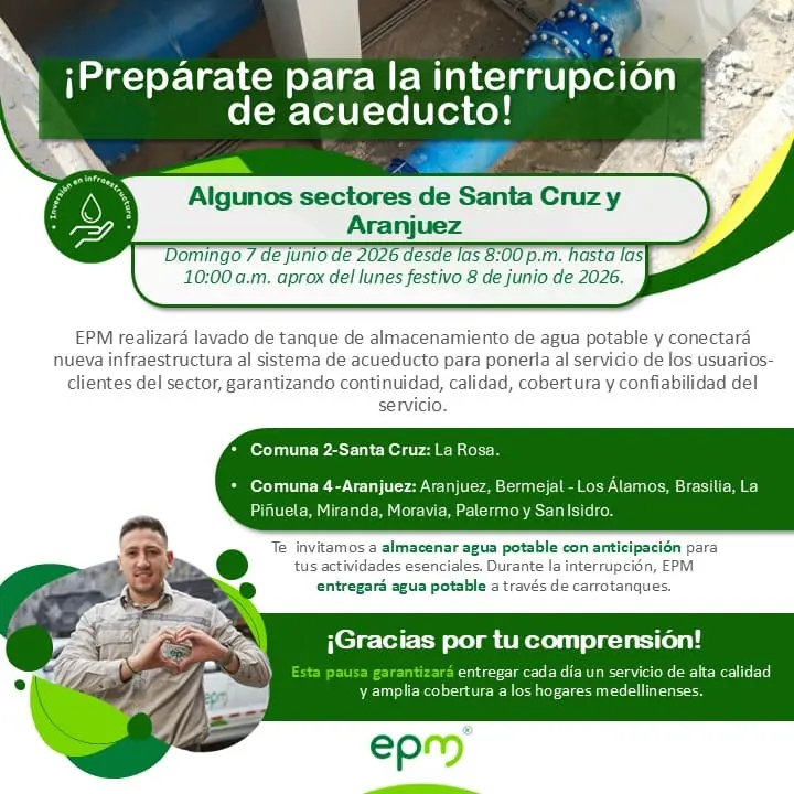 ¡Pilas: saque los baldes! Se va el agua en las comunas Santa Cruz y Aranjuez este puente festivo 2 se va el agua en aranjuez el puente