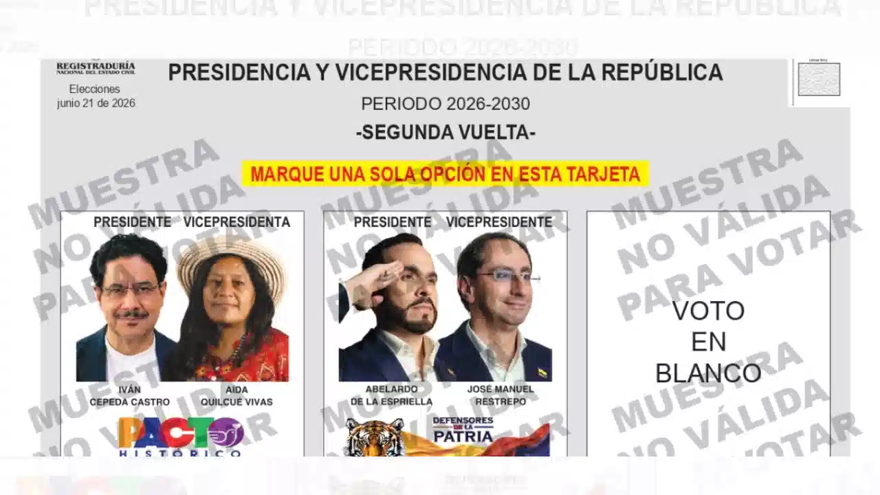 tarjetón oficial de la segunda vuelta presidencial