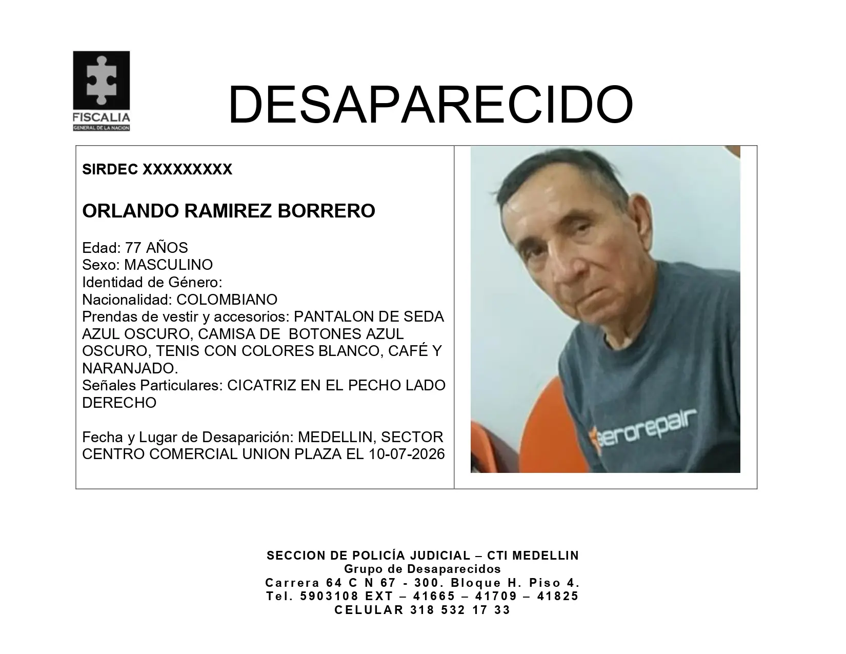 Vestía de azul y desapareció en Medellín: Buscan desesperadamente a Orlando Ramírez de 77 años 2 BOLETIN ORLAN DO RAMIREZ BORRERO page 0001