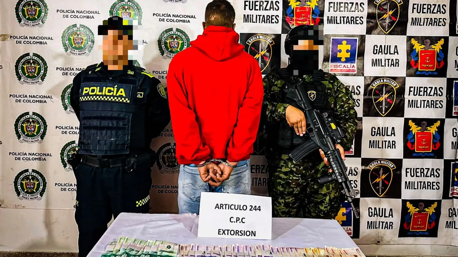 ¡Con la plata en la mano! Cae presunto extorsionista de 'Los Mesa' durante operativo en La Unión