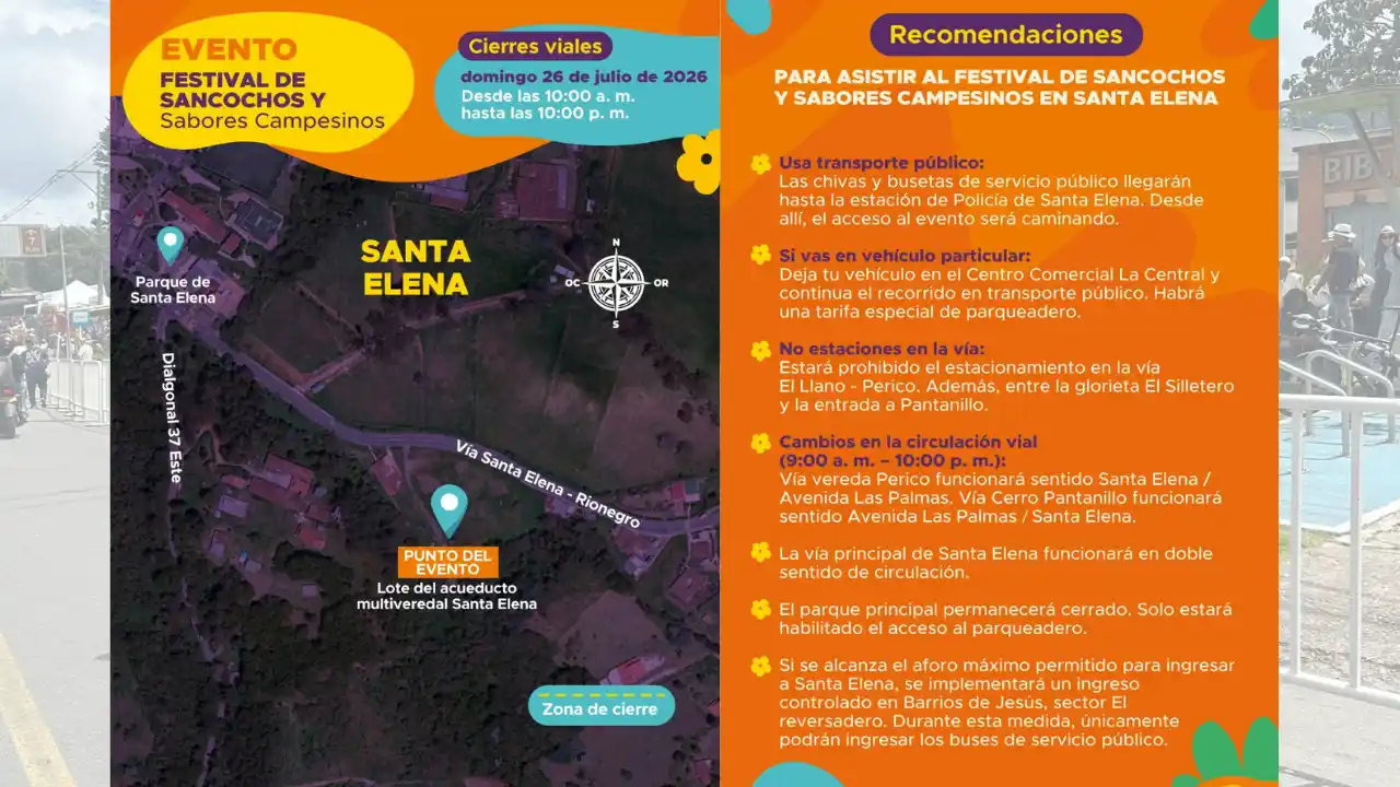 ¡Que no lo coja por sorpresa! Santa Elena tendrá restricciones de movilidad por el Festival de Sancochos 1 Santa Elena tendrá restricciones de movilidad por el Festival de Sancochos