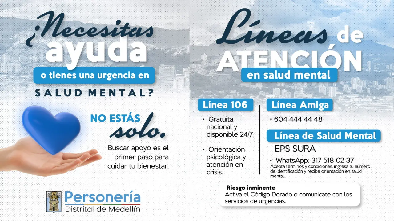 Personería alerta sobre el aumento de suicidios en Medellín: 91 muertes en el primer semestre de 2026 2 Personería alerta sobre el aumento de suicidios en Medellín: 91 muertes en el primer semestre de 2026