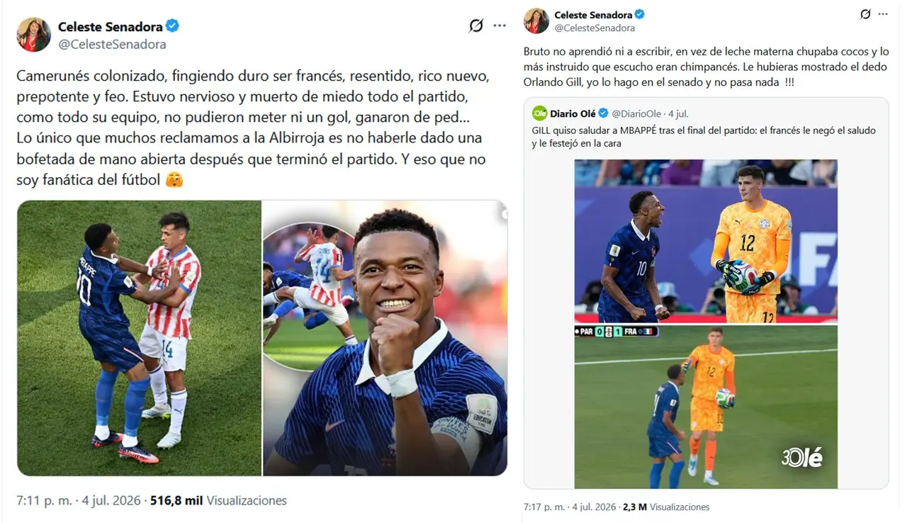 ¡Escándalo mundial! Francia tomará acciones legales contra la senadora paraguaya Celeste Amarilla por insultos racistas a Mbappé 2 celeste mbappe1