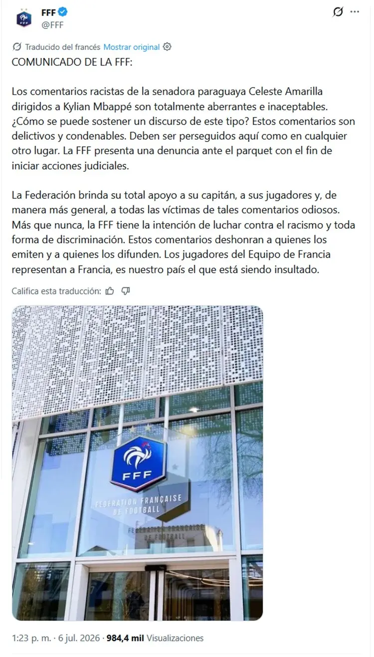 ¡Escándalo mundial! Francia tomará acciones legales contra la senadora paraguaya Celeste Amarilla por insultos racistas a Mbappé 4 celeste mbappe3