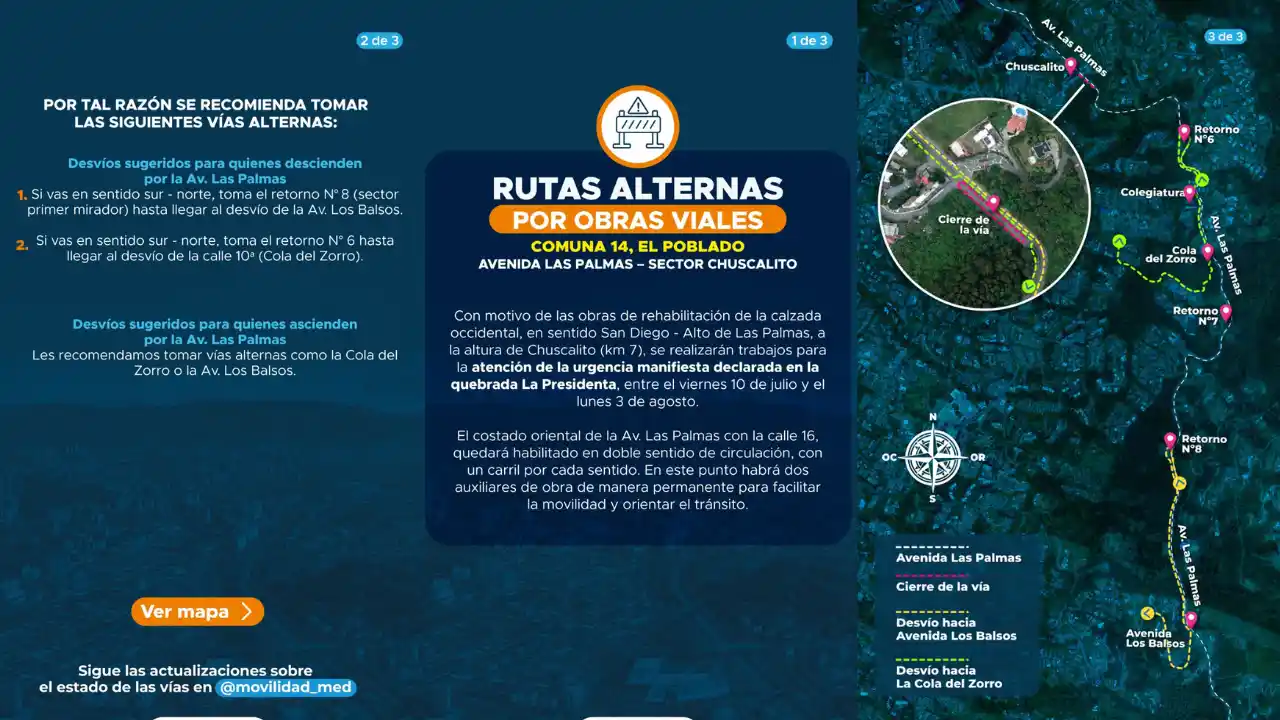 ¡Pilas si va para el Oriente! Habrá cierres y cambios viales en Las Palmas por casi un mes 1 ¡Pilas si va para el Oriente! Habrá cierres y cambios viales en Las Palmas por casi un mes
