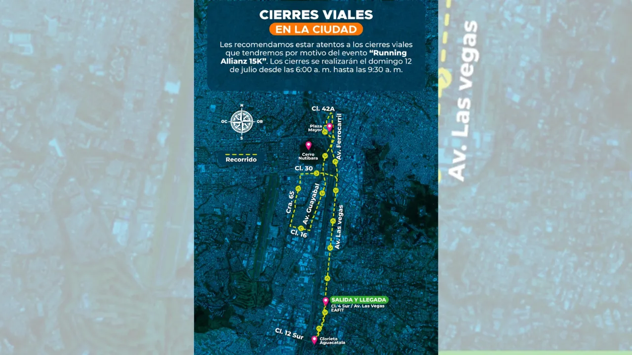 Atención conductores: estas vías estarán cerradas este domingo por una carrera en Medellín 2 Atención conductores: estas vías estarán cerradas este domingo por una carrera en Medellín