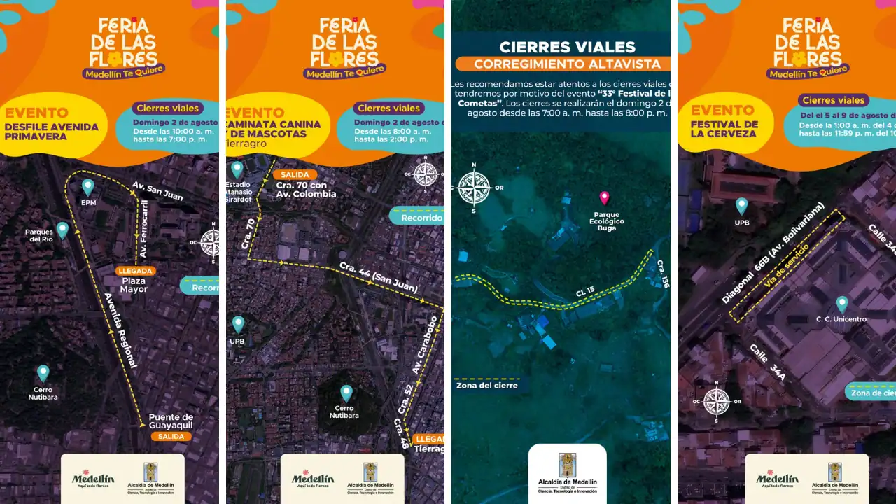 Estos son los cierres viales programados durante la Feria de las Flores en Medellín 6 Estos son los cierres viales programados durante la Feria de las Flores en Medellín