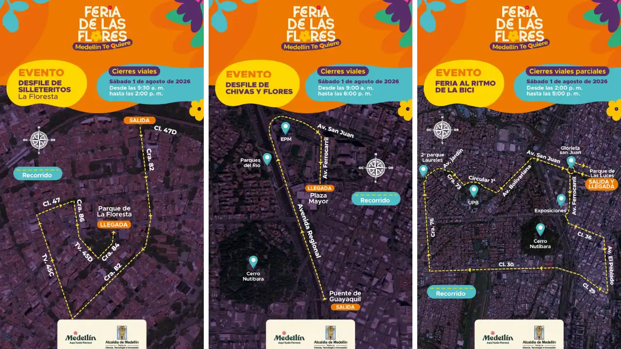 Estos son los cierres viales programados durante la Feria de las Flores en Medellín 3 Estos son los cierres viales programados durante la Feria de las Flores en Medellín