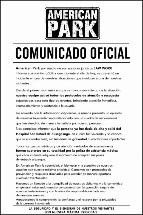 Susto en tobogán de Fusagasugá: Mujer sufre incidente en atracción de «American Park» y el establecimiento responde 2 comunicado american park