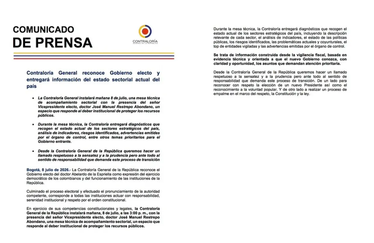 Contraloría reconoce nuevo presidente