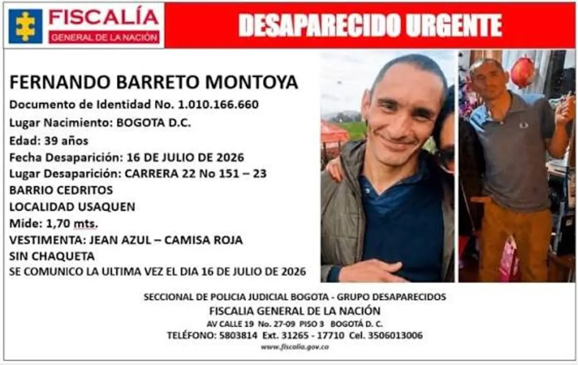 Hombre reportado desparecido en Bogotá fue hallado muerto en un canal de agua Suba ¿qué pasó? 2 fernando barreto volante