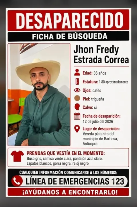 Desapareció el 12 de julio en Barbosa: Familiares buscan desesperadamente a Jhon Fredy 2 jhon fredy volante