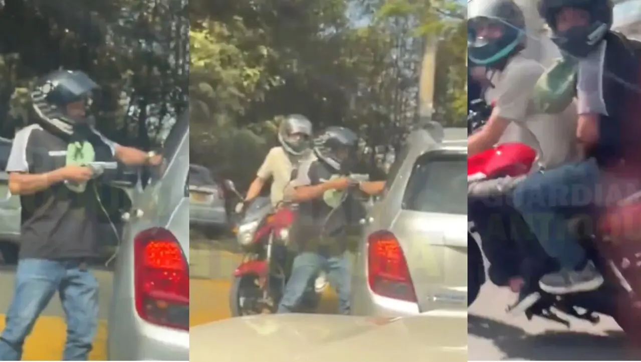 Dos individuos protagonizaron un violento atraco en el occidente de Medellín, cuando arma en mano despojaron de cadena y varias pertenencias al conductor de un vehículo