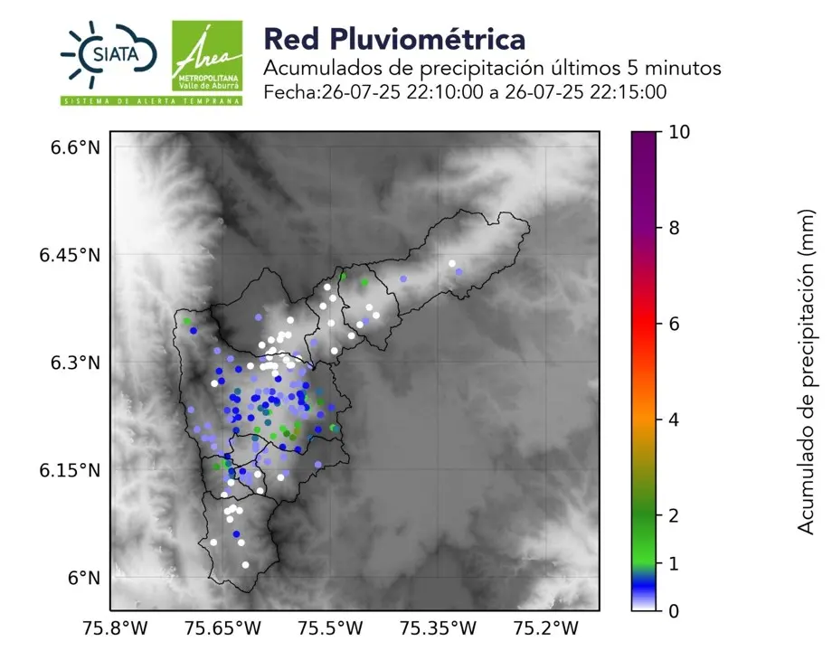 Lluvias nocturnas se extienden por todo el Valle de Aburrá, según SIATA 2 lluvias julio25