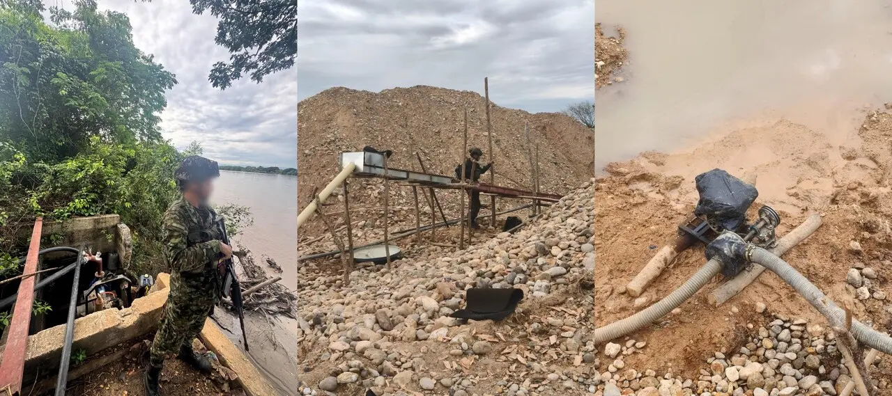 ¡Les quemaron las herramientas! Ejército ataca la minería ilegal del Clan del Golfo en Puerto Triunfo 2 mineria ilegal1