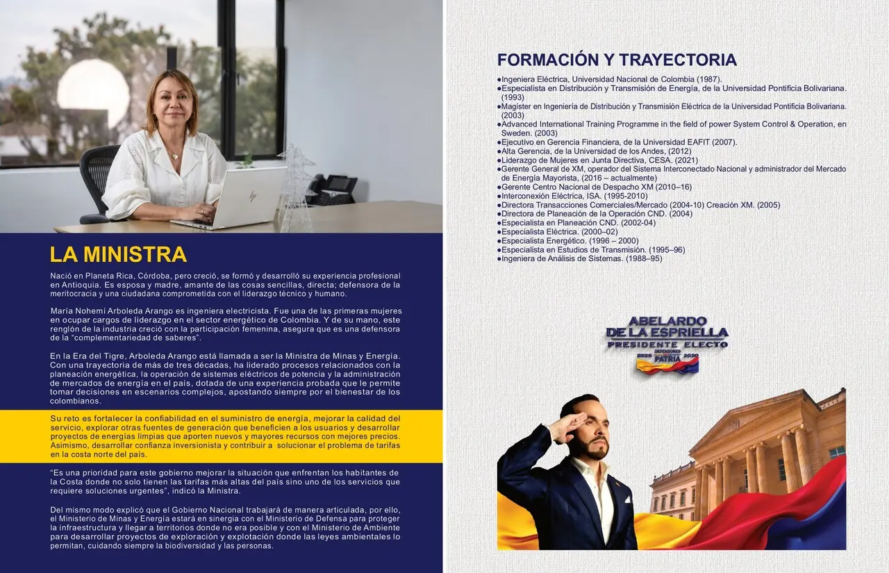 El presidente electo Abelardo De La Espriella designa a María Nohemí Arboleda como ministra de Minas y Energía 3 minminas2
