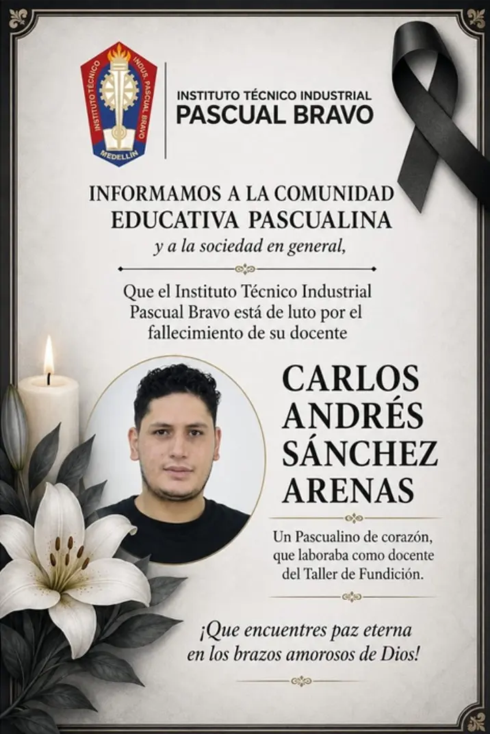 Se conocen más detalles del asesinato de Carlos Andrés Sánchez, profesor del Pascual Bravo 2 profe pascual bravo