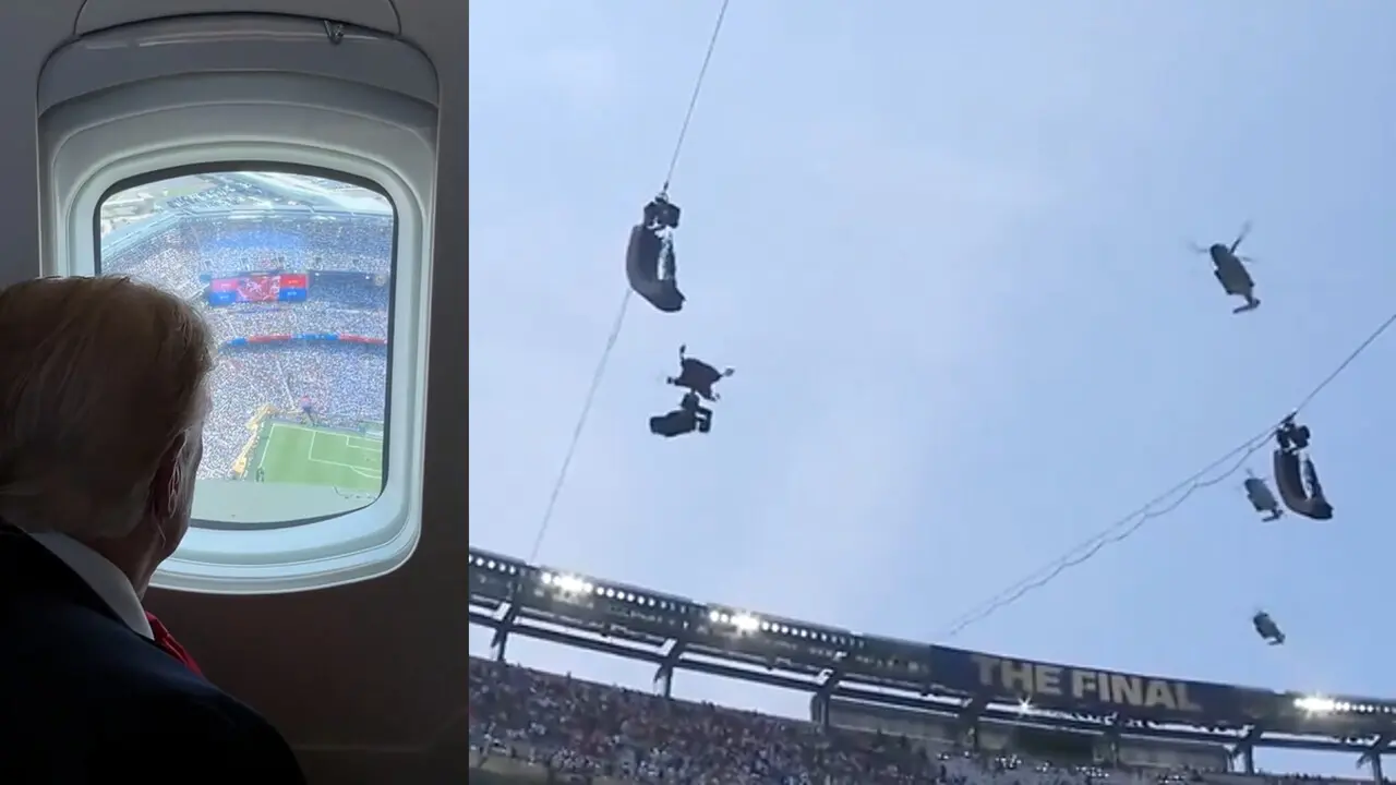¡Llegada de película! El espectacular sobrevuelo de Donald Trump en la gran final del Mundial 2026