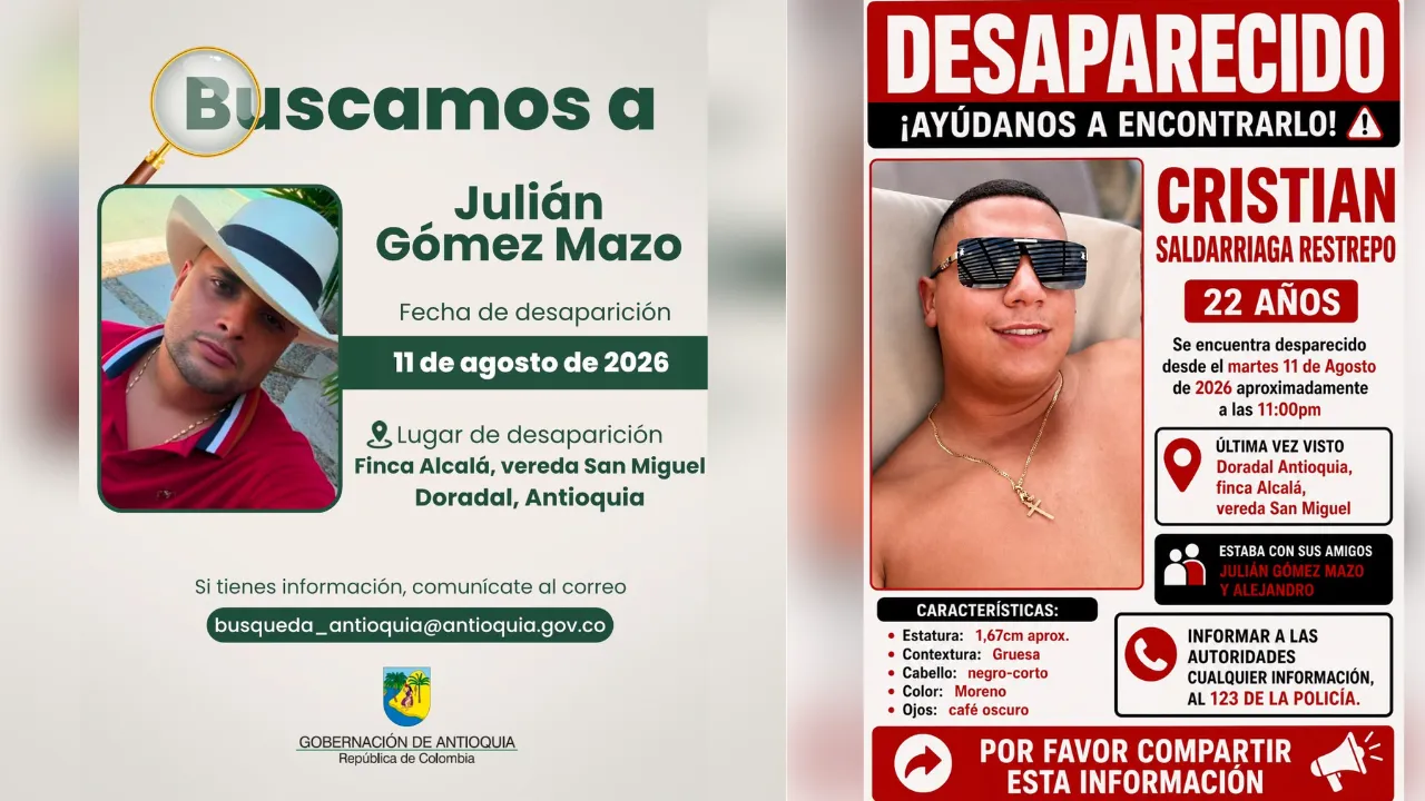 ¡No volvieron a casa! Tres hombres habrían sido secuestrados tras viajar a Doradal por un negocio de ganado 2 ¡No volvieron a casa! Tres hombres habrían sido secuestrados tras viajar a Doradal por un negocio de ganado