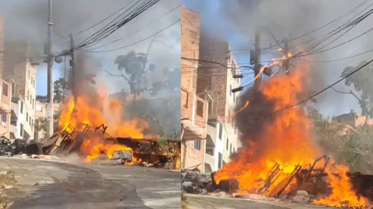 ¡Incendio encendió las alarmas en Bello! Las llamas llegaron cerca de cables y un transformador