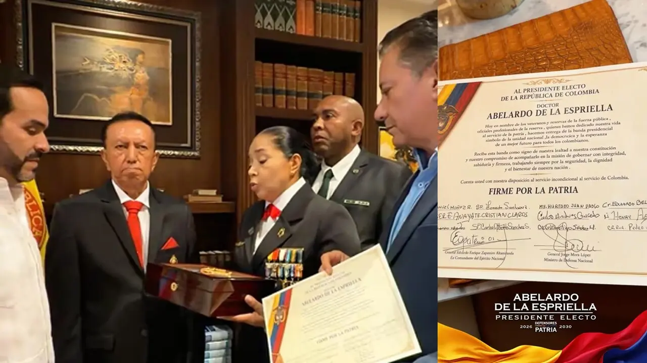¡Un honor profundo! Abelardo De La Espriella recibe la banda presidencial de manos de veteranos y reservistas 1 banda1