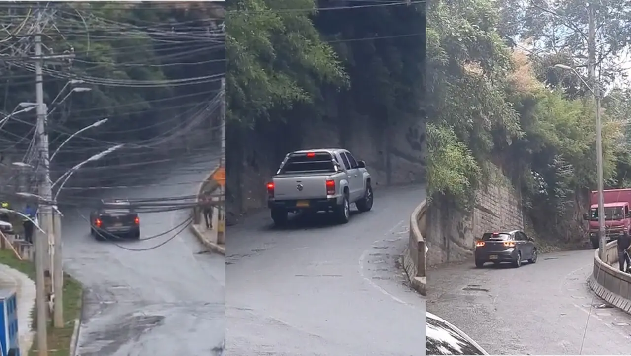 ¡Vuelve y juega! Caos, resbalones y un accidente en la Loma de San José tras las fuertes lluvias en Sabaneta 3 carros en la loma de san jose