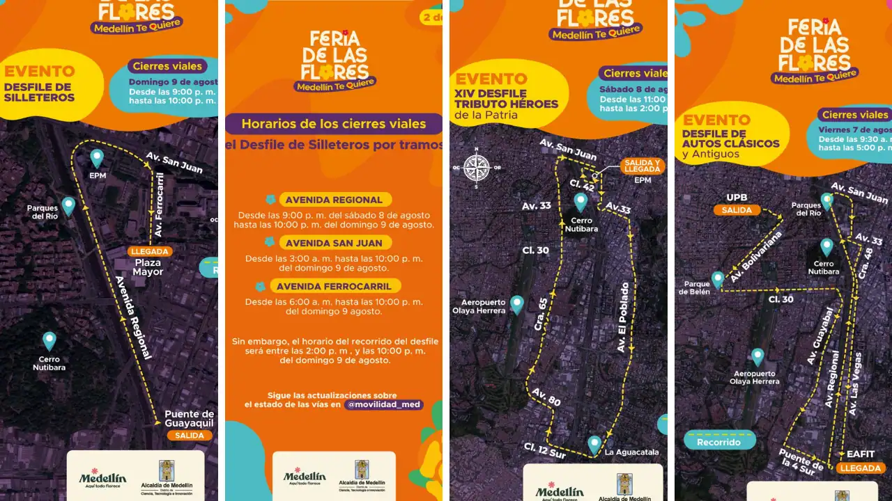 ¡Ojo conductores! Medellín tendrá cierres viales por los eventos más esperados de la Feria de las Flores 1 ¡Ojo conductores! Medellín tendrá cierres viales por los eventos más esperados de la Feria de las Flores