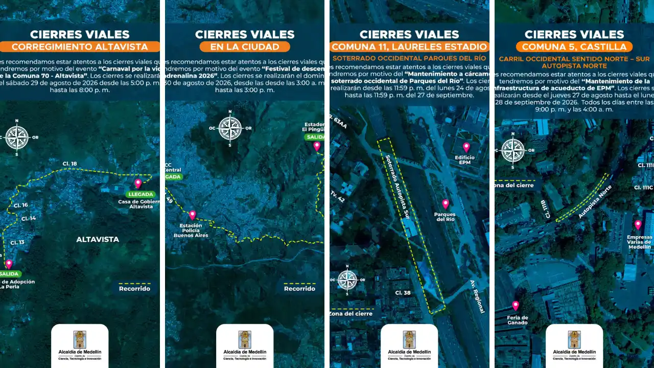 Si va a salir este fin de semana, ojo con estos cierres viales en Medellín 2 Si va a salir este fin de semana, ojo con estos cierres viales en Medellín