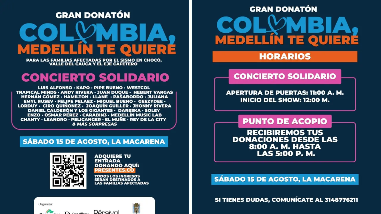 Concierto solidario en Medellín ayudará a damnificados del terremoto 2 Concierto solidario en Medellín ayudará a damnificados del terremoto