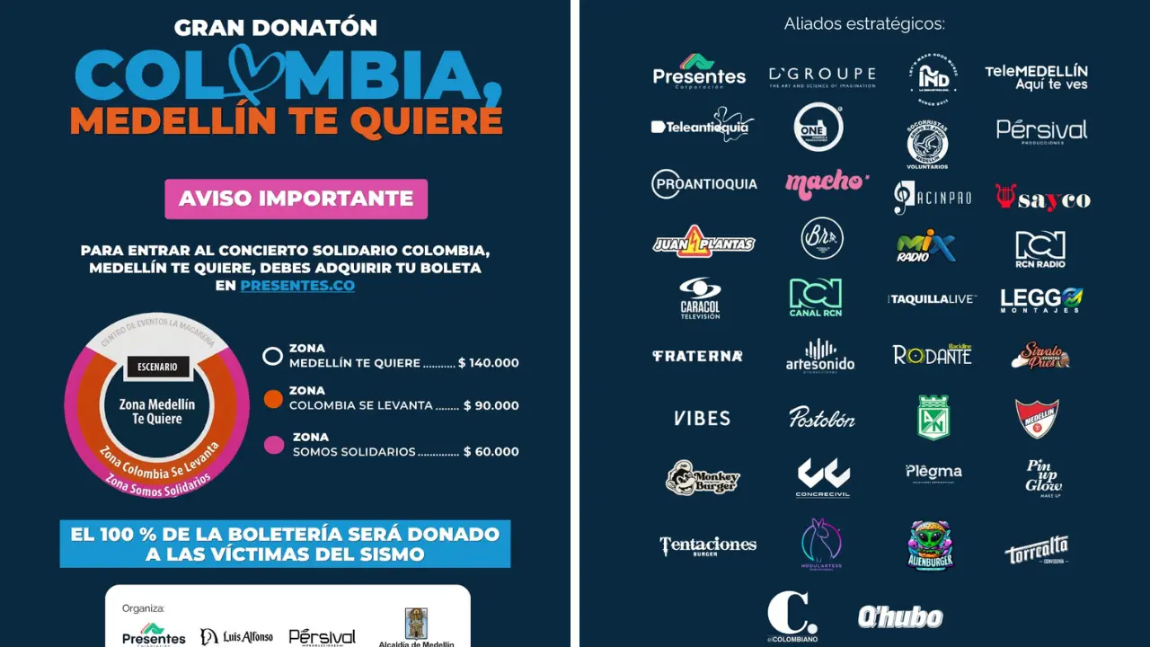 Concierto solidario en Medellín ayudará a damnificados del terremoto 3 Concierto solidario en Medellín ayudará a damnificados del terremoto