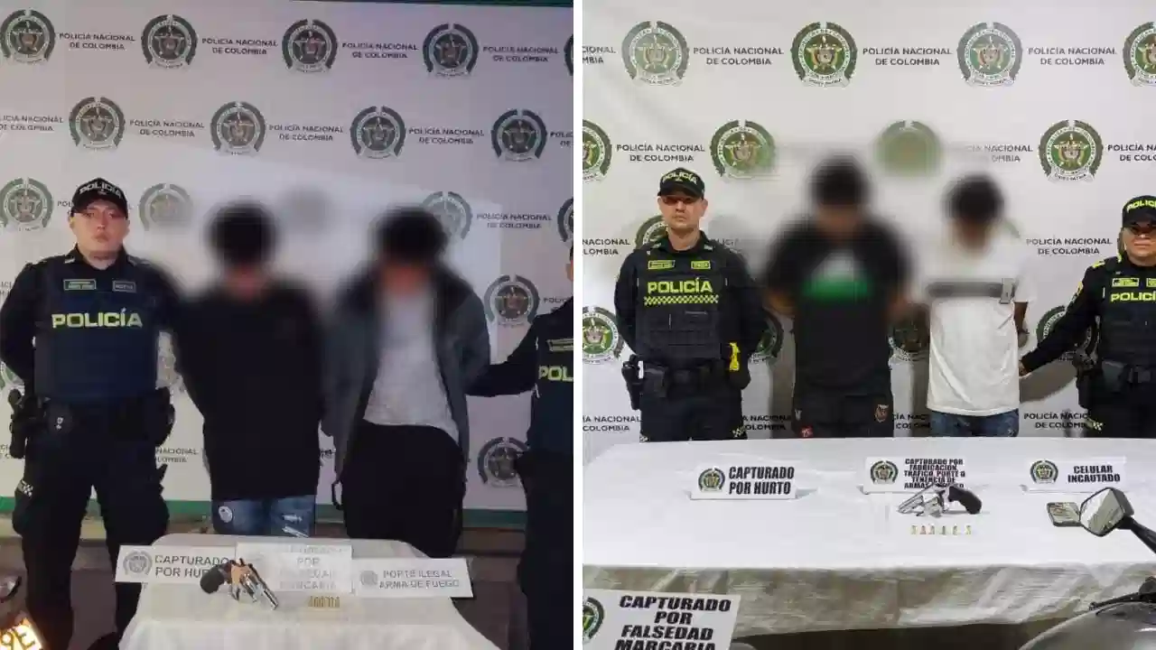 No alcanzaron a escapar: cuatro capturados tras denuncias de hurto con arma de fuego en Medellín