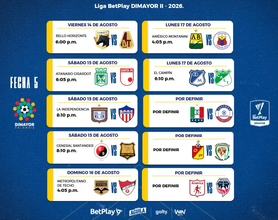 ¡Atención hinchas: por Liga y Copa! DIMAYOR modifica partidos en Cali, Pereira y Manizales 6 dimayor liga fecha 5
