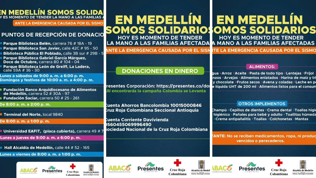 ¡Medellín se puso la mano en el corazón! Habilitan 10 puntos para donar a afectados por el sismo 1 ¡Medellín se puso la mano en el corazón! Habilitan 10 puntos para donar a afectados por el sismo