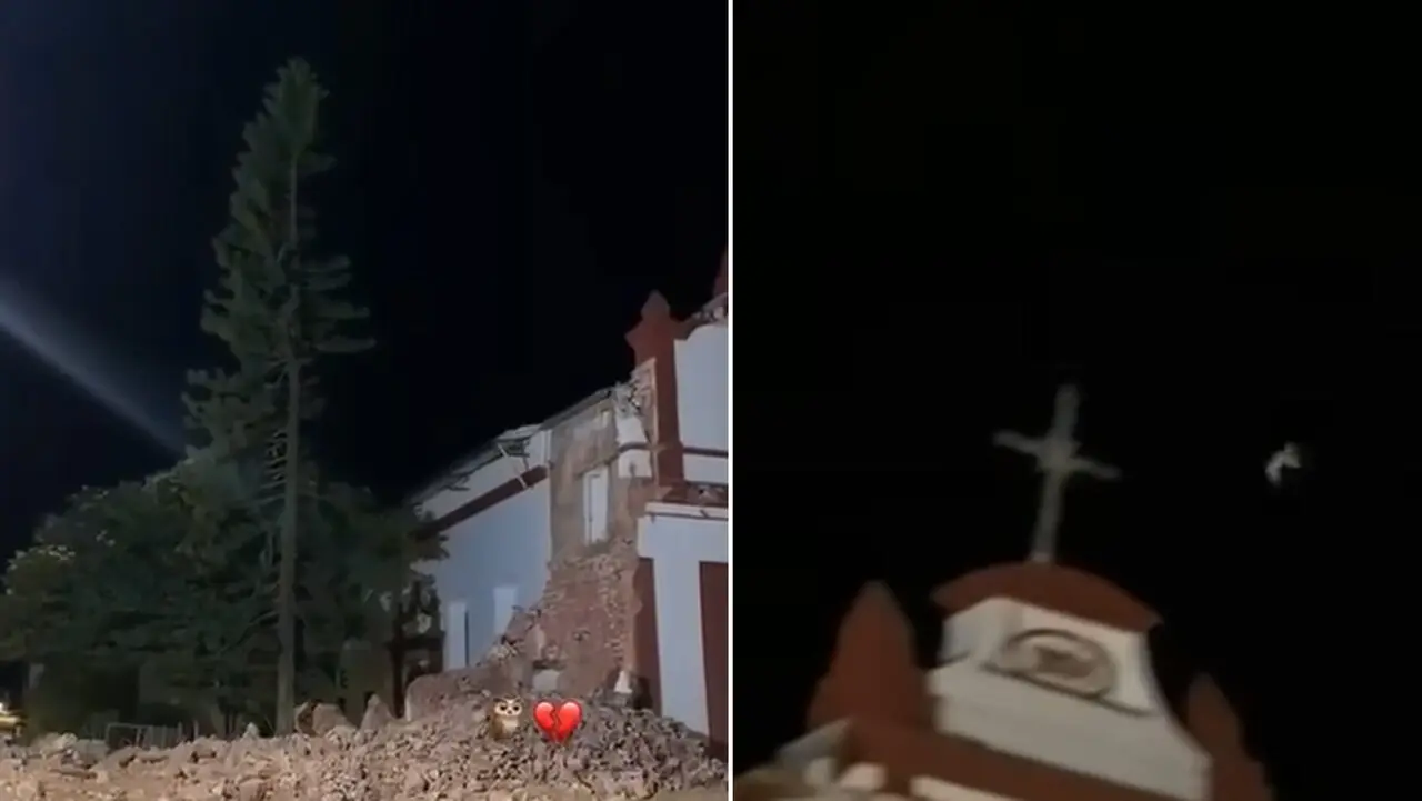 palomita en vijes sobrebuela los escombros de la iglesia buscando su hogar
