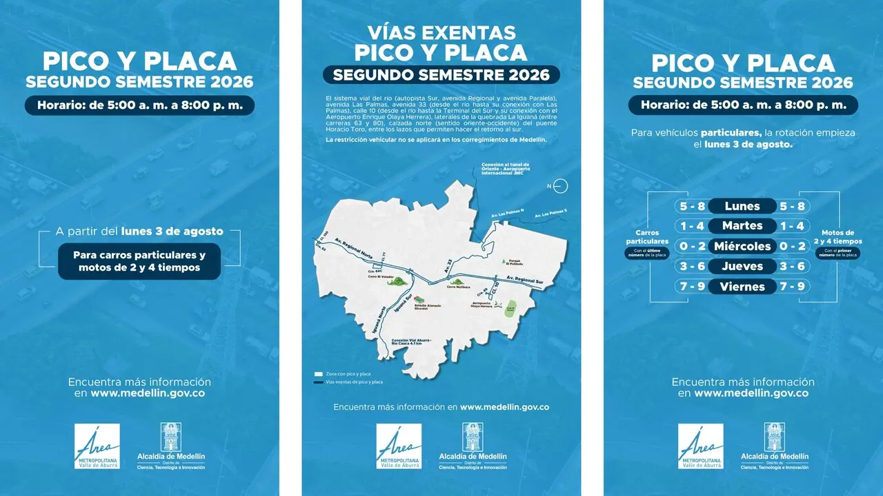 ¡Pilas conductores! Este lunes arranca la nueva rotación del Pico y Placa en Medellín