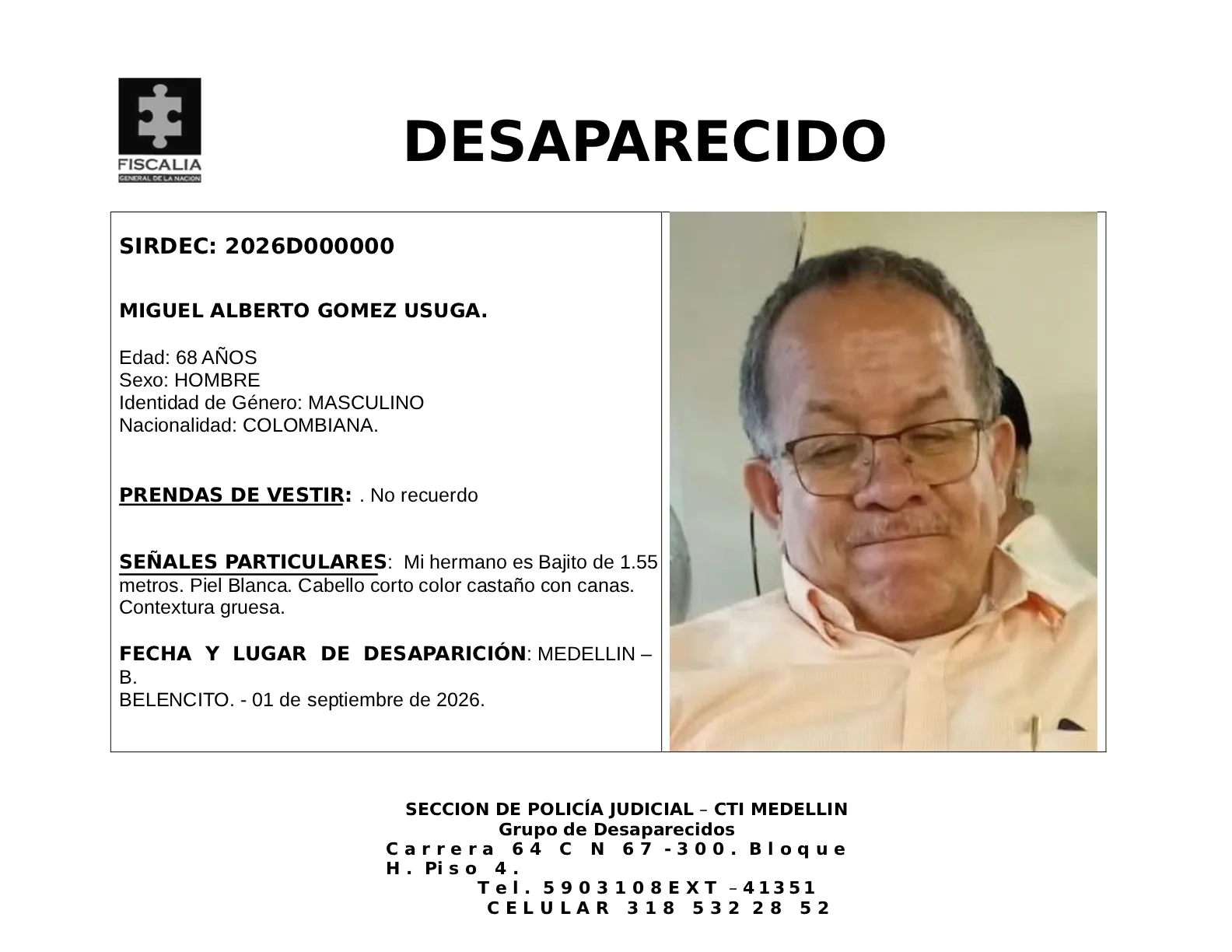 Miguel Alberto Gómez desapareció en Medellín 2 3 BOLETIN MIGUEL ALBERTO GOMEZ USUGA