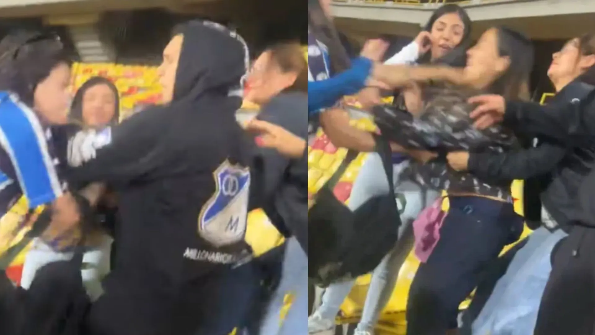 ¡Se calentaron las tribunas! Video muestra brutal pelea tras el clásico femenino Santa Fe-Millonarios