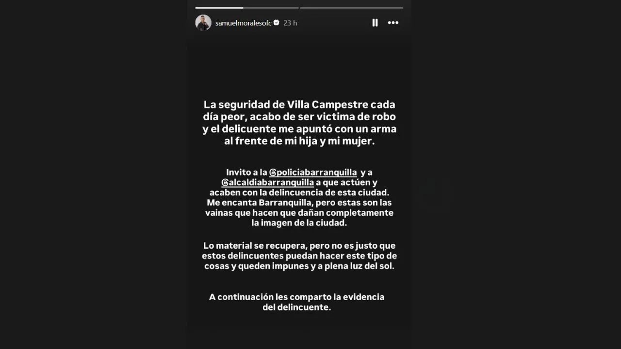 ¡Lo apuntaron con un arma! Samuel Morales denuncia aterrador robo mientras estaba con su esposa e hija 2 Samuel Morales