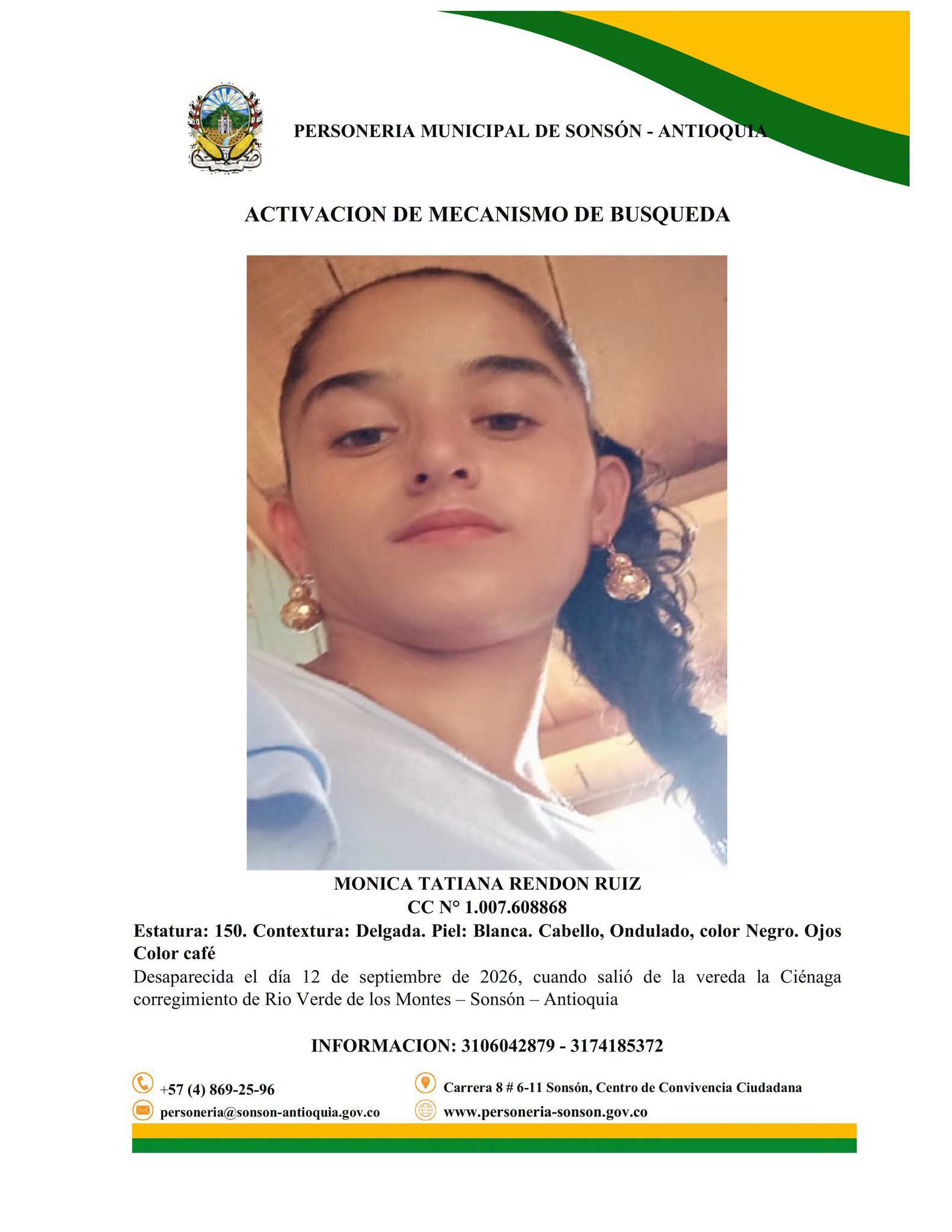 Alerta en Sonsón: familiares y autoridades intentan dar con el paradero de Mónica Tatiana Rendón 2 WhatsApp Image 2026 09 14 at 2.27.56 PM