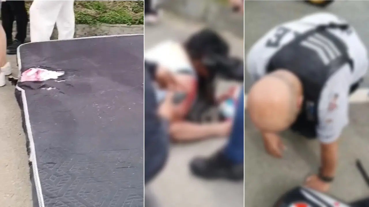 ¡Casi los mata! Un colchón mal amarrado provocó grave accidente en Barbosa: pareja en moto resultó herida 2 accidente barbosa