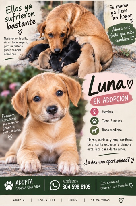 Max, Simón, Nala o Luna te esperan: conoce a los cuatro cachorritos que buscan una segunda oportunidad ¡Adopta, no compres! 5 adopta luna